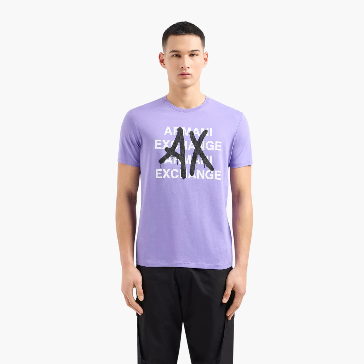 Armani Exchange Regualr Fit Cotton Crewneck T-Shirt With Bold Central Branding | LEVISONS