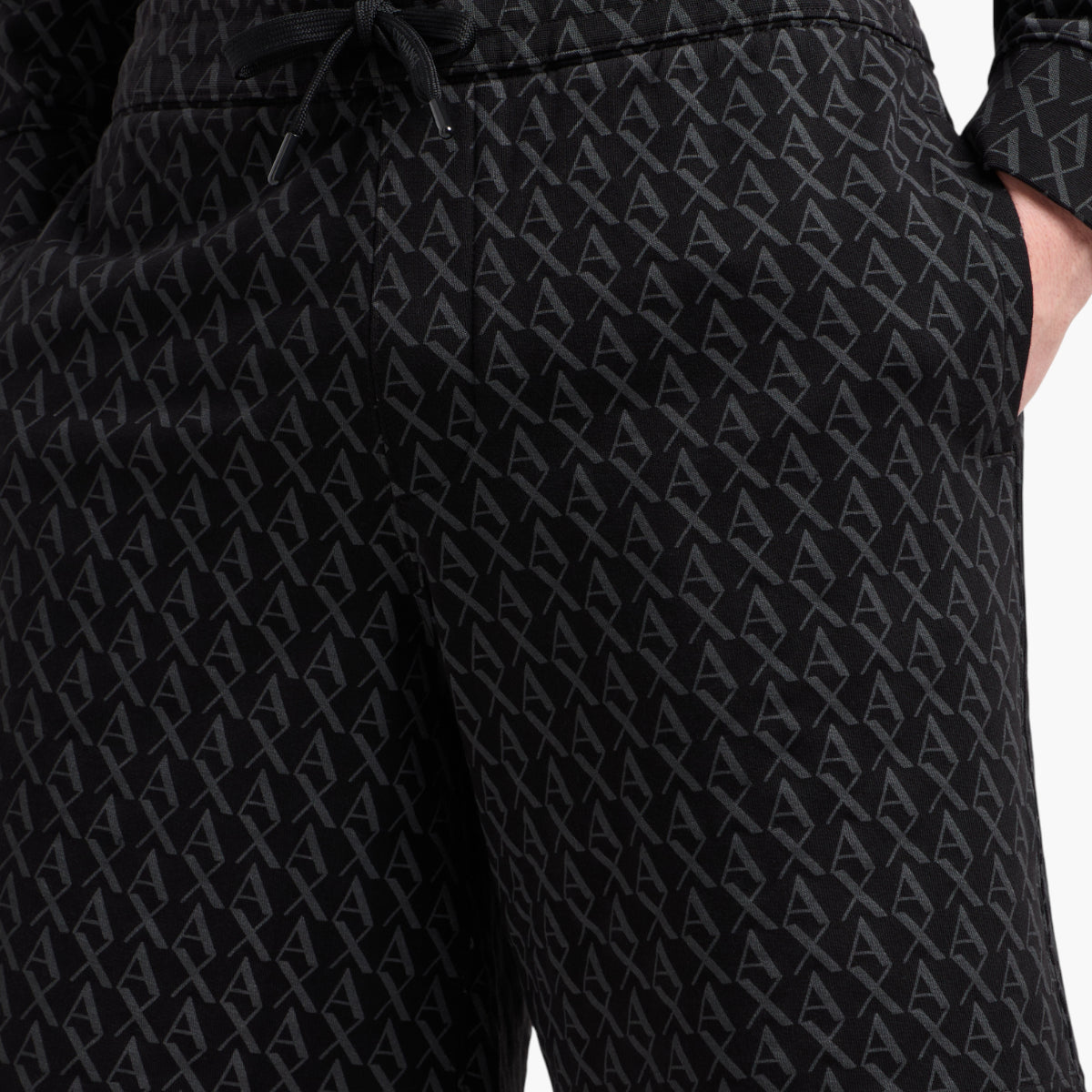 Armani Exchange All Over Logo Cotton Shorts With Elasticated Waistband And Customised Drawstrings | LEVISONS