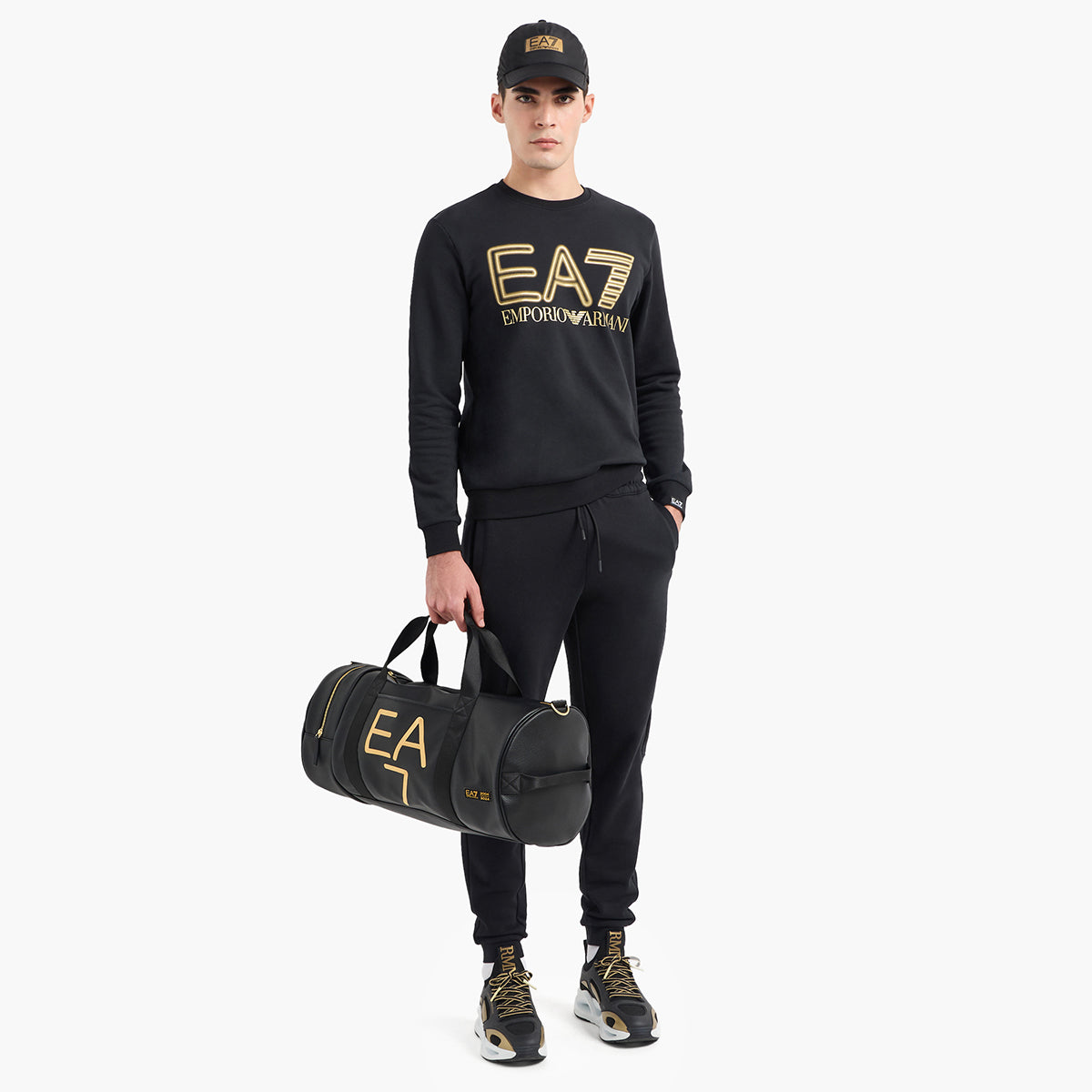 Ea7 Cotton Crewneck Sweatshirt With Macro Logo | LEVISONS