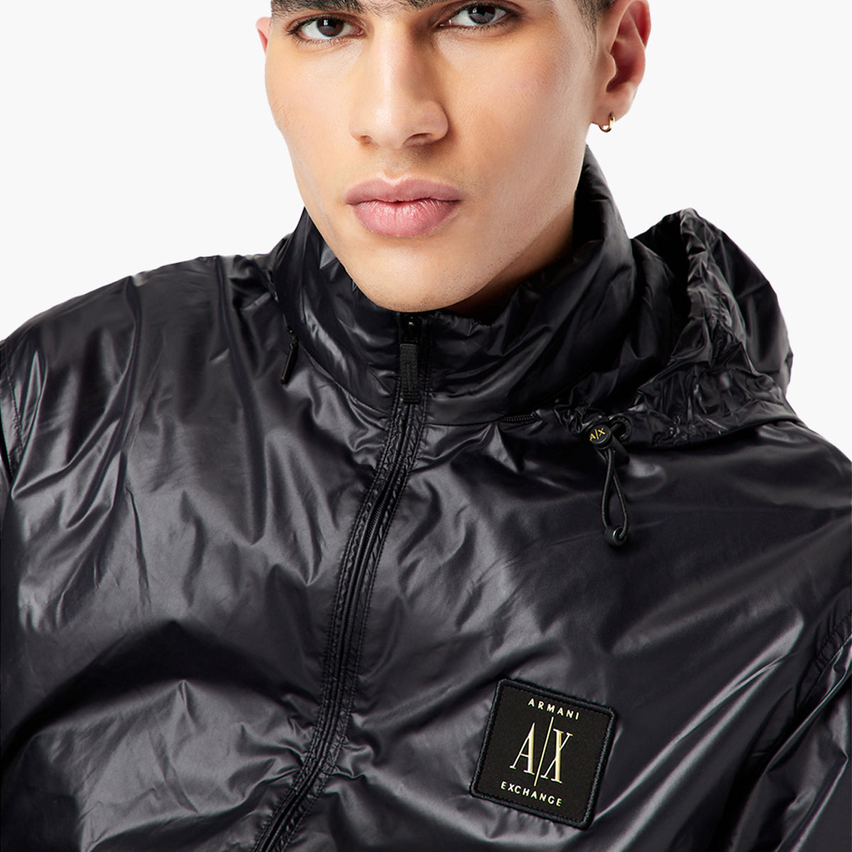 Armani Exchange Icon Logo Zip Up Nylon Windbreaker Jacket | LEVISONS