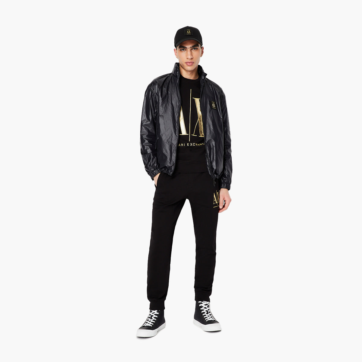 Armani Exchange Icon Logo Zip Up Nylon Windbreaker Jacket | LEVISONS
