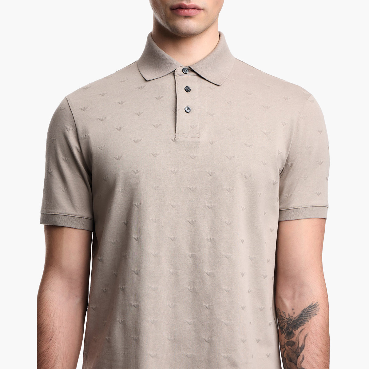 Emporio Armani Slim-Fit Cotton Polo Shirt With All-Over Jacquard Logo | LEVISONS