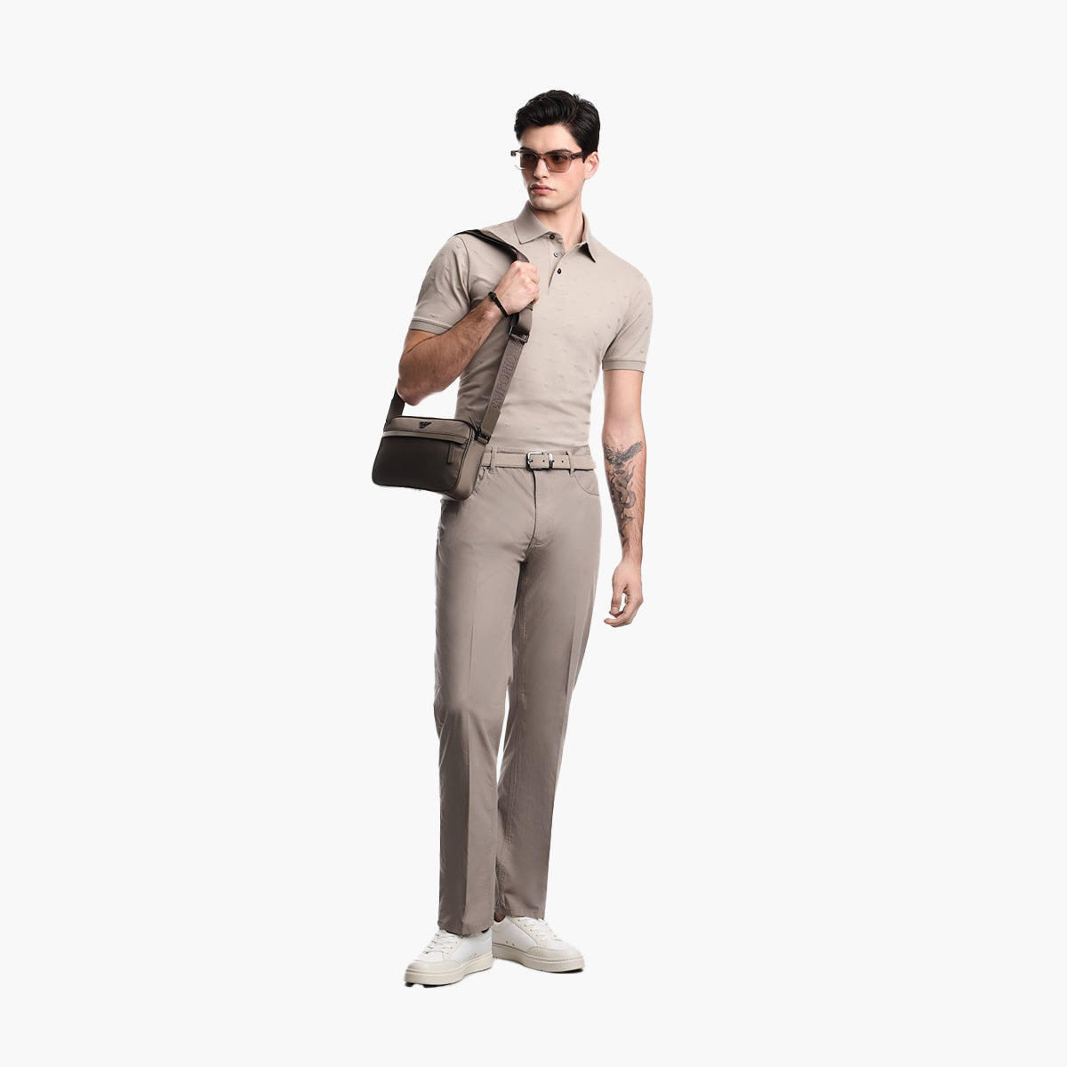 Emporio Armani Slim-Fit Cotton Polo Shirt With All-Over Jacquard Logo | LEVISONS