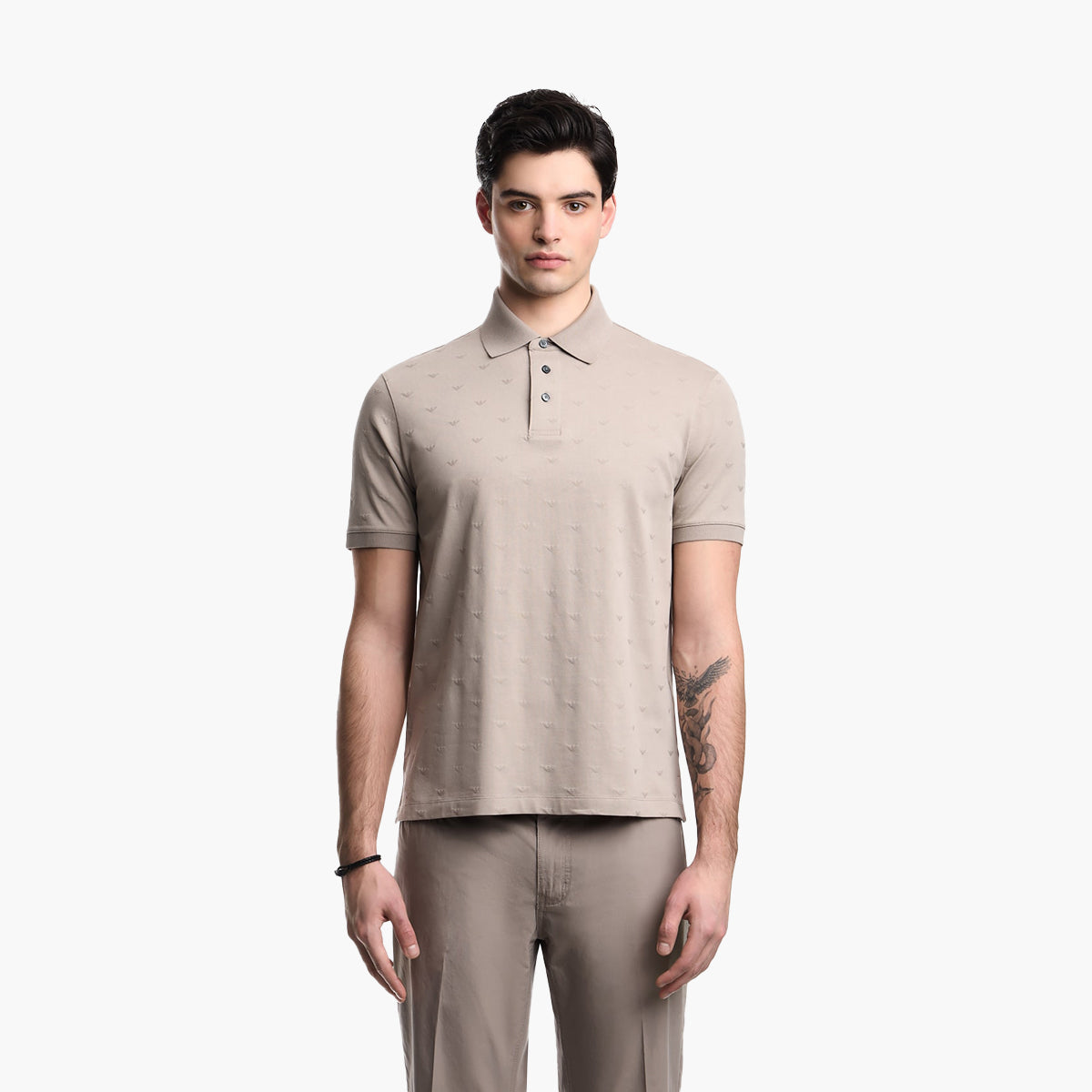 Emporio Armani Slim-Fit Cotton Polo Shirt With All-Over Jacquard Logo | LEVISONS