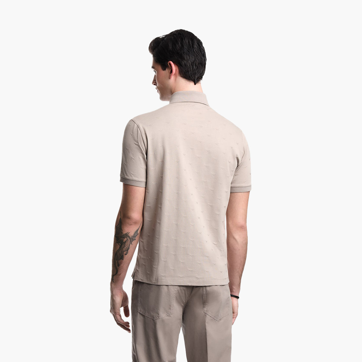Emporio Armani Slim-Fit Cotton Polo Shirt With All-Over Jacquard Logo | LEVISONS