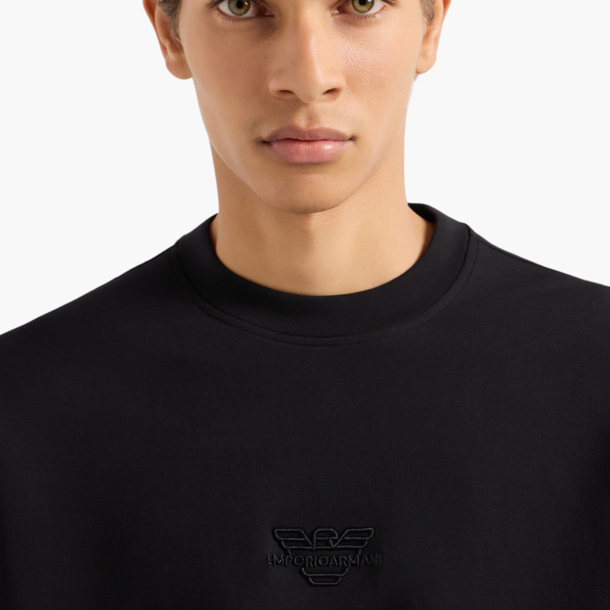 Emporio Armani Regular Fit Crewneck Sweatshirt With Micro Embossed Logo | LEVISONS