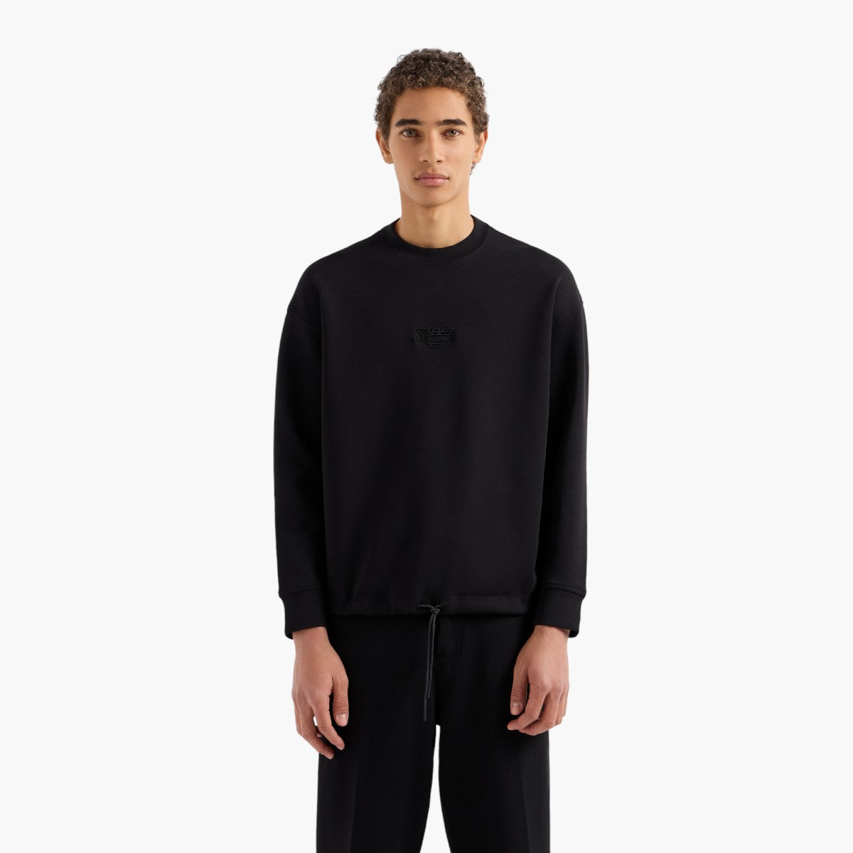 Emporio Armani Regular Fit Crewneck Sweatshirt With Micro Embossed Logo | LEVISONS