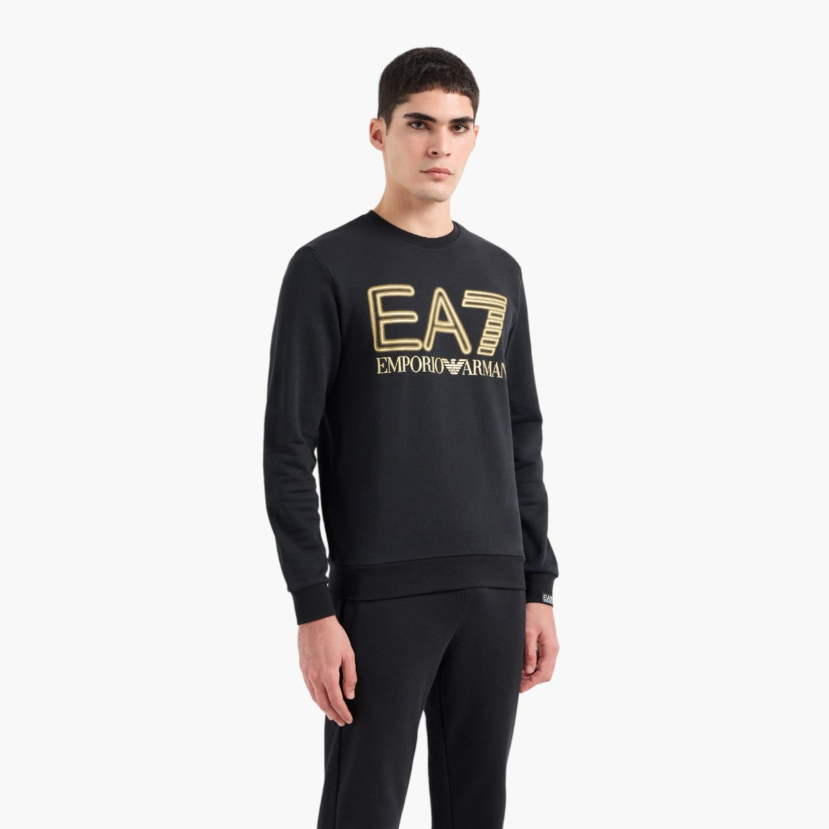 Ea7 Cotton Crewneck Sweatshirt With Macro Logo | LEVISONS