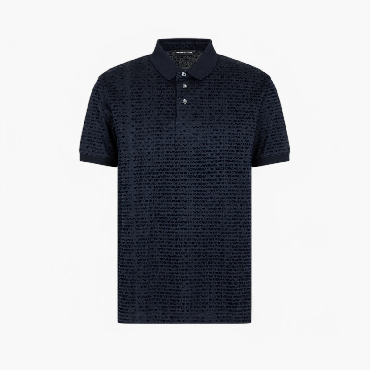 Emporio Armani Regular Fit All Over Logo Polo Shirt With Button Closure | LEVISONS