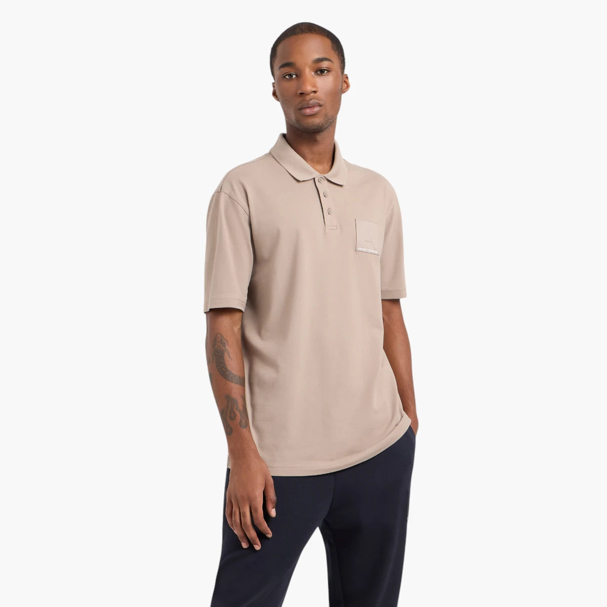 Armani Exchange Regualr Fit Cotton A Line Polo Shirt With Logo Patch | LEVISONS