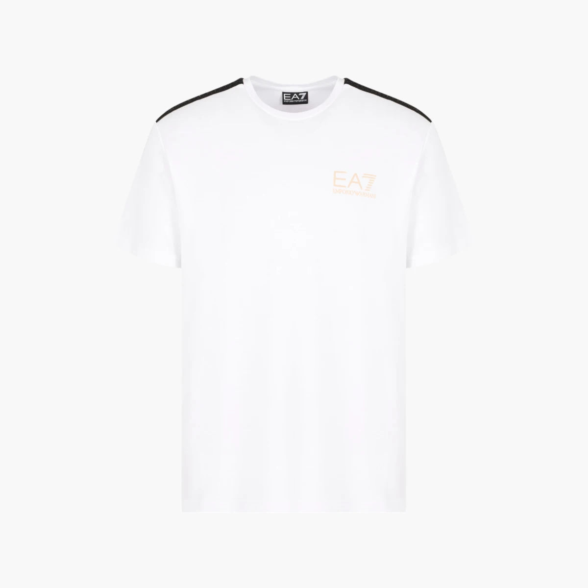 EA7 Gold Label Slim Fit Cotton Crewneck T-Shirt With Shoulder Detailing | LEVISONS