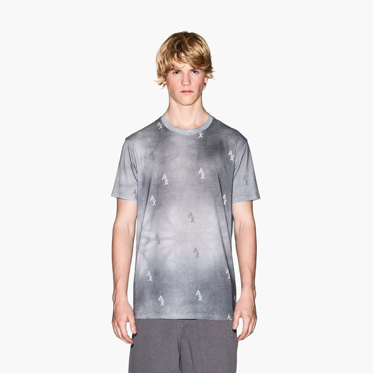 Armani Exchange Regular Fit All Over Logo Cotton Crewneck T-Shirt With Gradient Print | LEVISONS
