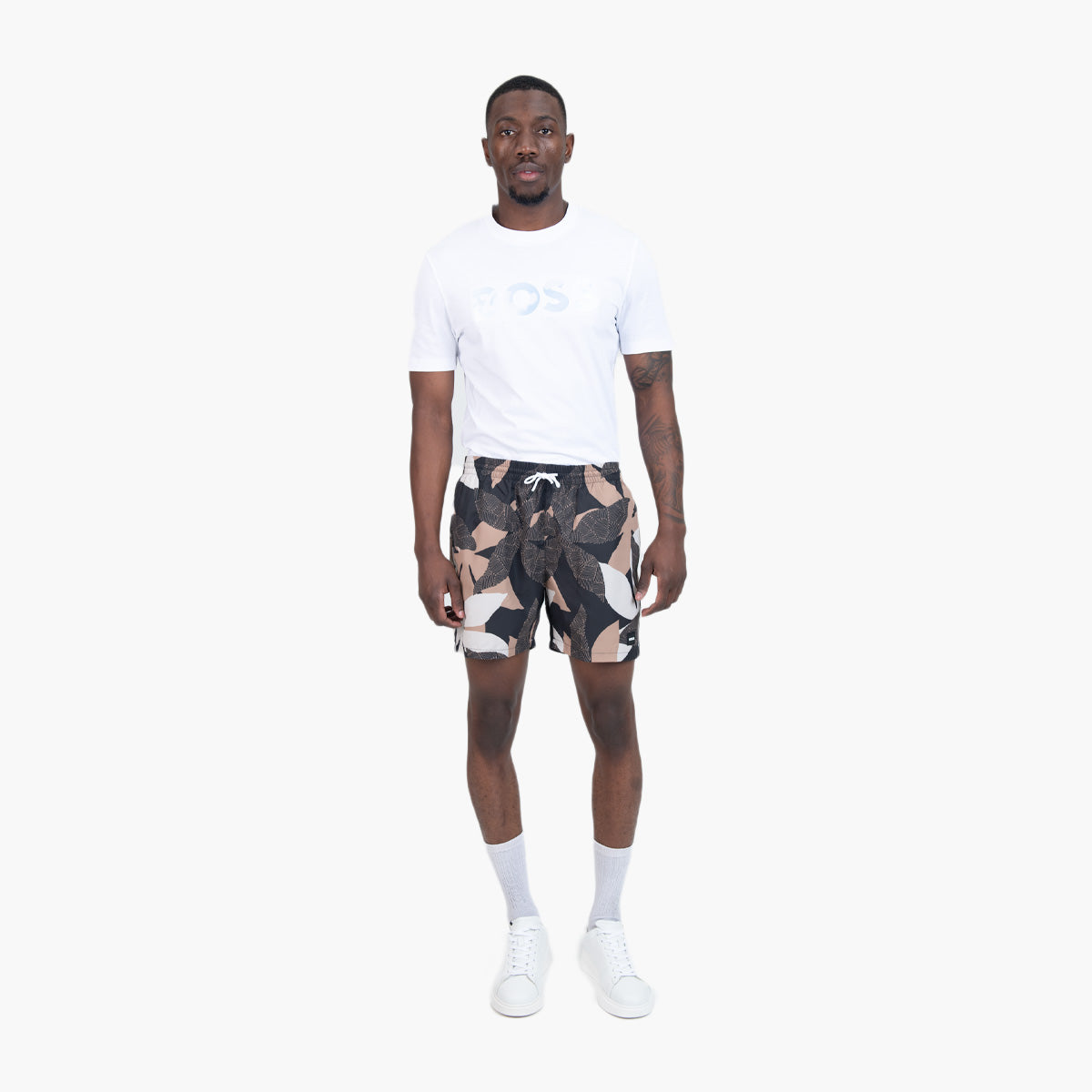 BOSS Black Fully Lined Swim Shorts With Seasonal Print | LEVISONS