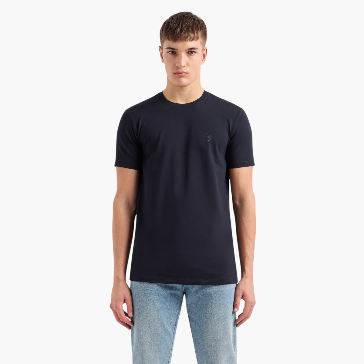Armani Exchange Slim Fit Cotton Crewneck T-Shirt With Sublte Tone-On-Tone Logo | LEVISONS