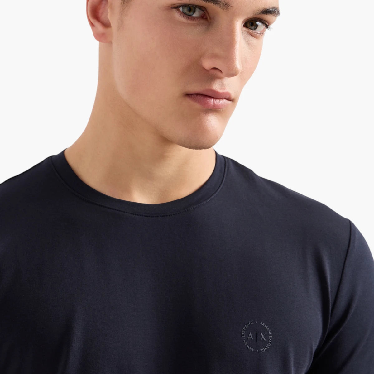 Armani Exchange Slim Fit Cotton Crewneck T-Shirt With Sublte Tone-On-Tone Logo | LEVISONS