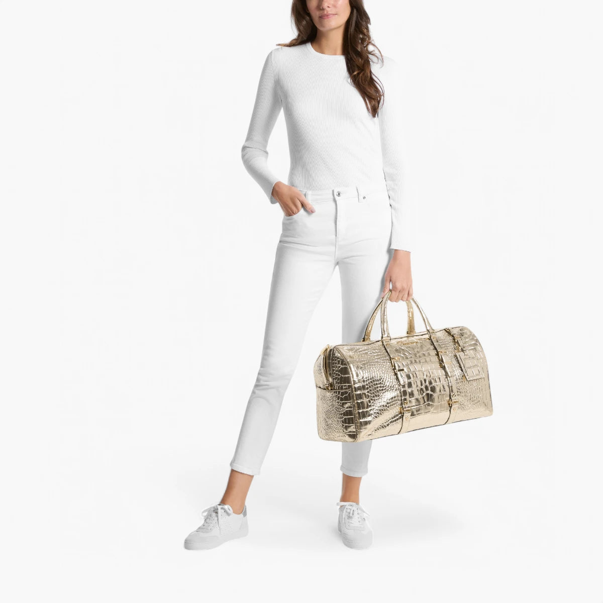 Michael Kors Bedford Travel Extra-Large Metallic Crocodile Embossed Leather Weekender Bag | LEVISONS