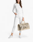 Michael Kors Bedford Travel Extra-Large Metallic Crocodile Embossed Leather Weekender Bag | LEVISONS