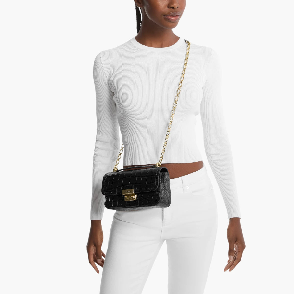 Michael Kors Tribeca Small Crocodile Embossed Leather Crossbody Bag | LEVISONS