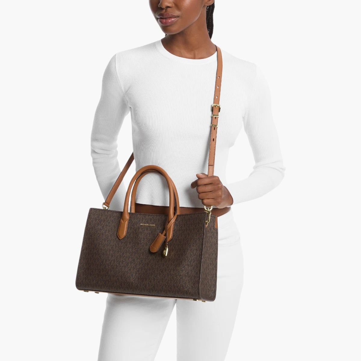 Michael Kors Scarlett Medium Signature Logo Satchel | LEVISONS