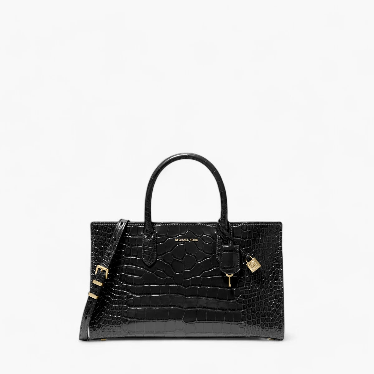 Michael Kors Scarlett Medium Crocodile Embossed Patent Leather Satchel | LEVISONS