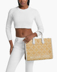 Michael Kors Gigi Large Empire Logo Jacquard Straw Tote Bag | LEVISONS