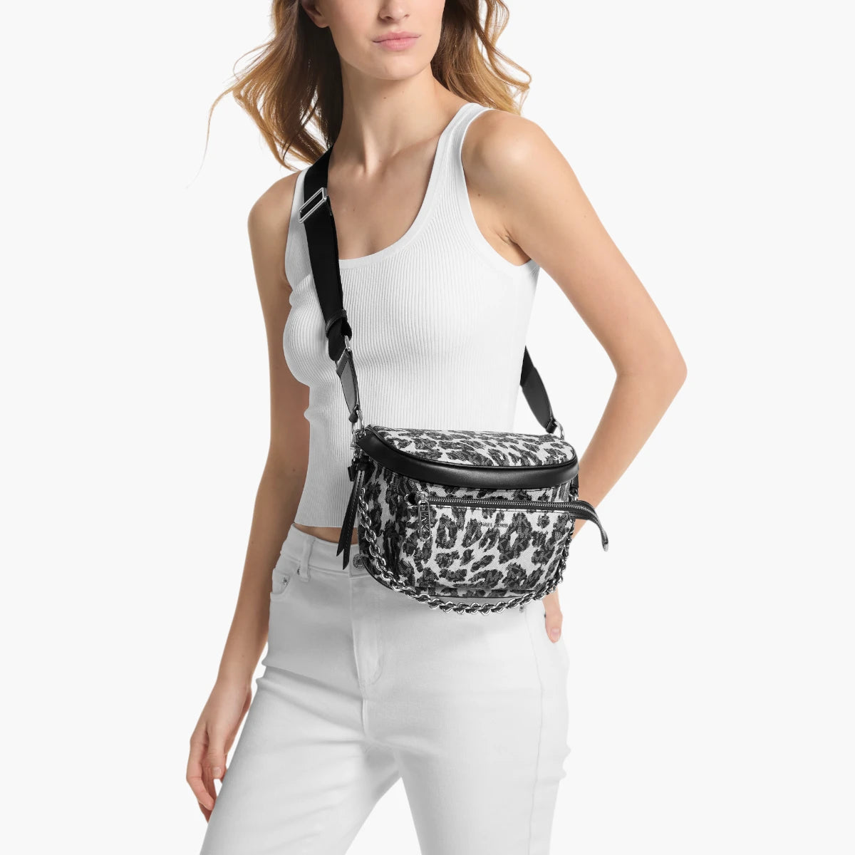 Michael Kors Slater Medium Leopard Logo Sling Pack | LEVISONS