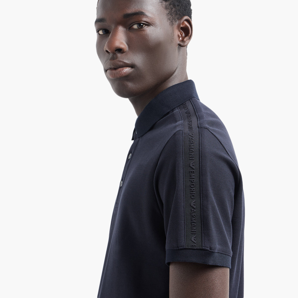 Emporio Armani Regular Fit Cotton Polo Shirt With Embossed Logo Tape | LEVISONS