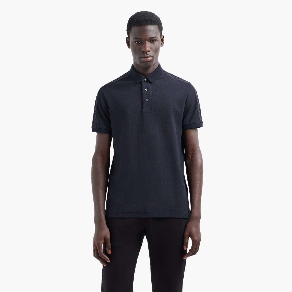 Emporio Armani Regular Fit Cotton Polo Shirt With Embossed Logo Tape | LEVISONS