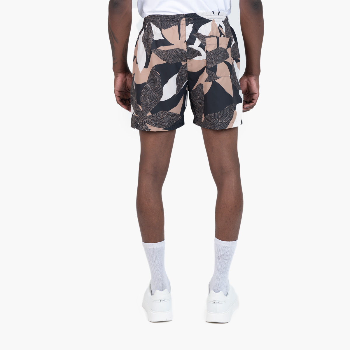 BOSS Black Fully Lined Swim Shorts With Seasonal Print | LEVISONS