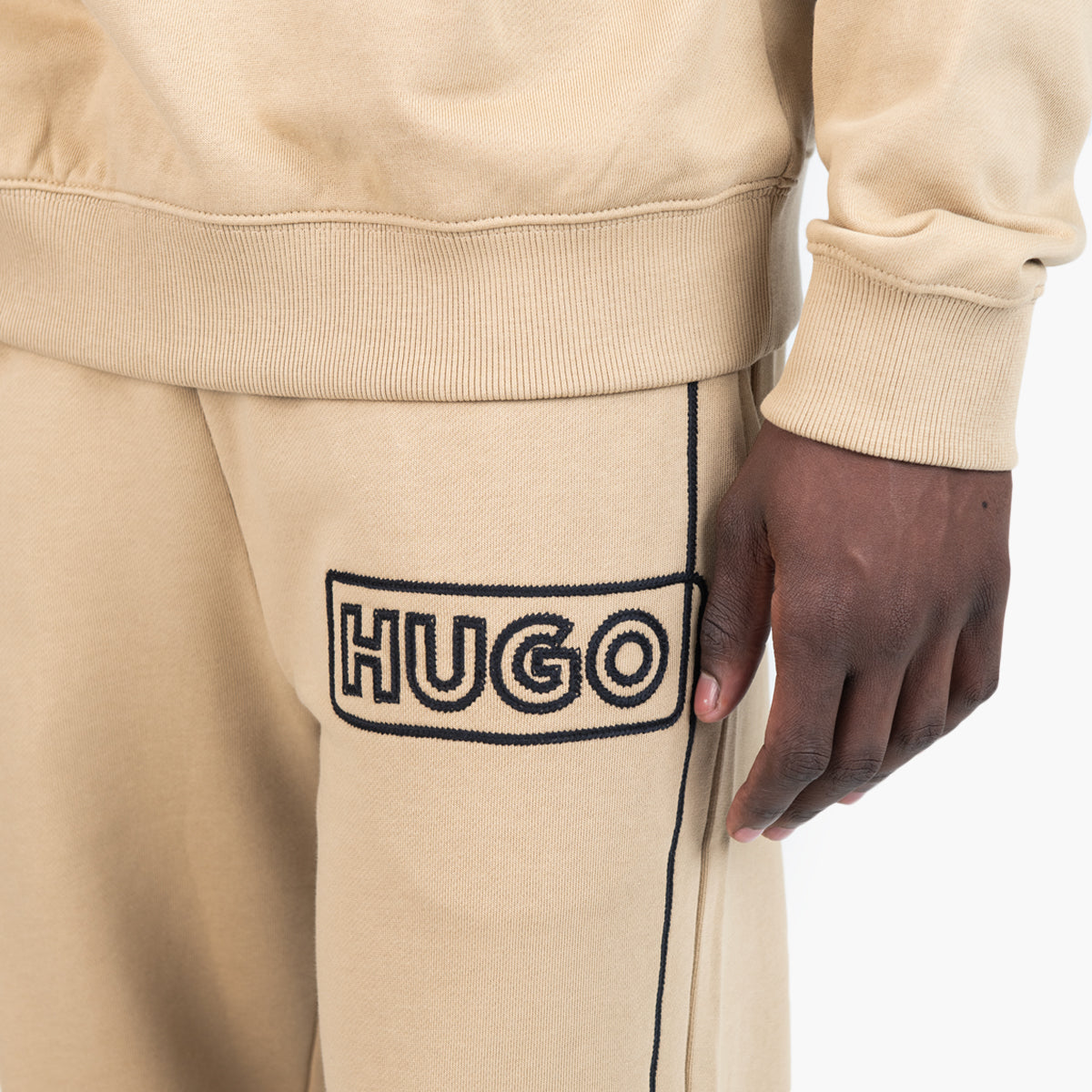 Hugo Blue Cotton-Terry Tracksuit Bottoms With Chain-Stitch Logo | LEVISONS