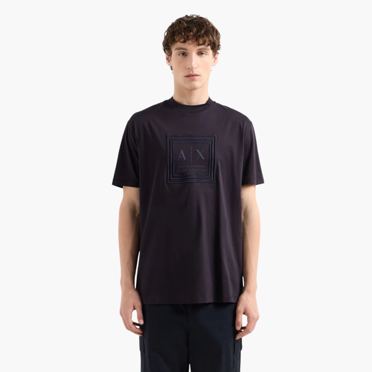 Armani Exchange Blue Edition Regular Fit Mercerised Cotton T-Shirt Withtone-On-Tone Branding | LEVISONS
