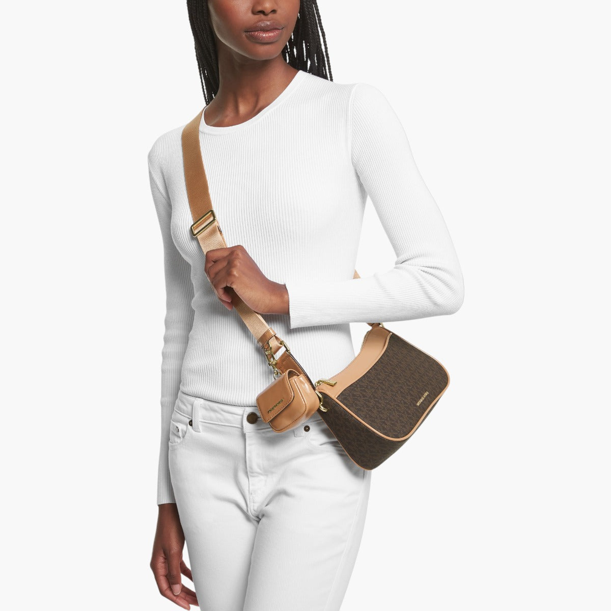 Michael Kors Jet Set Medium Logo And Leather Crossbody Bag With Case For Apple Airpods Pro® | LEVISONS