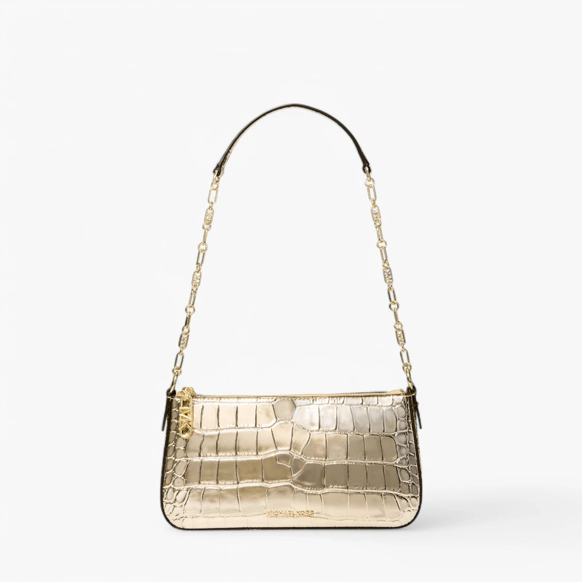 Michael Kors Empire Medium Metallic Crocodile Embossed Leather Chain-Link Pochette | LEVISONS