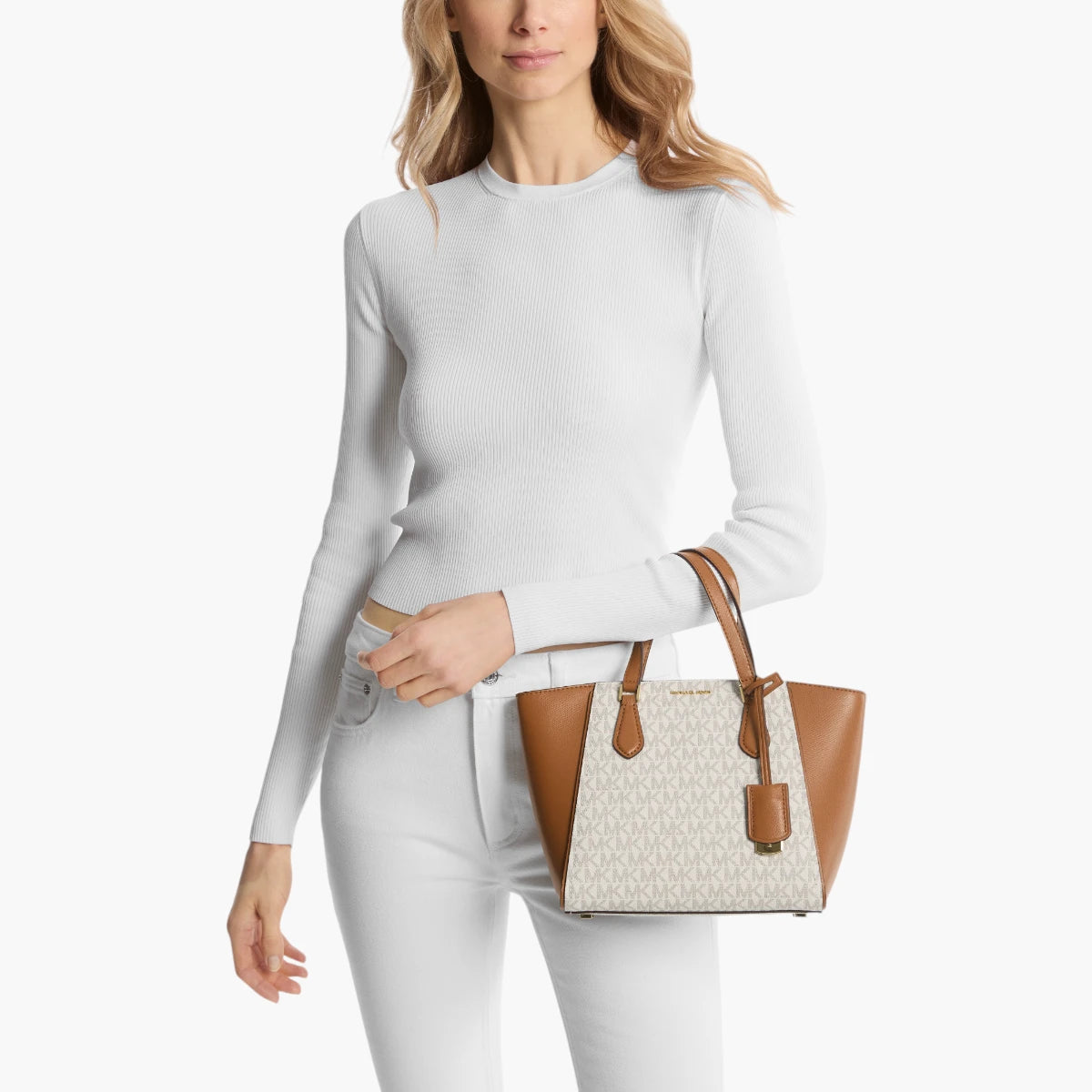 Michael Kors Taryn Small Signature Logo And Leather Convertible Crossbody Bag | LEVISONS
