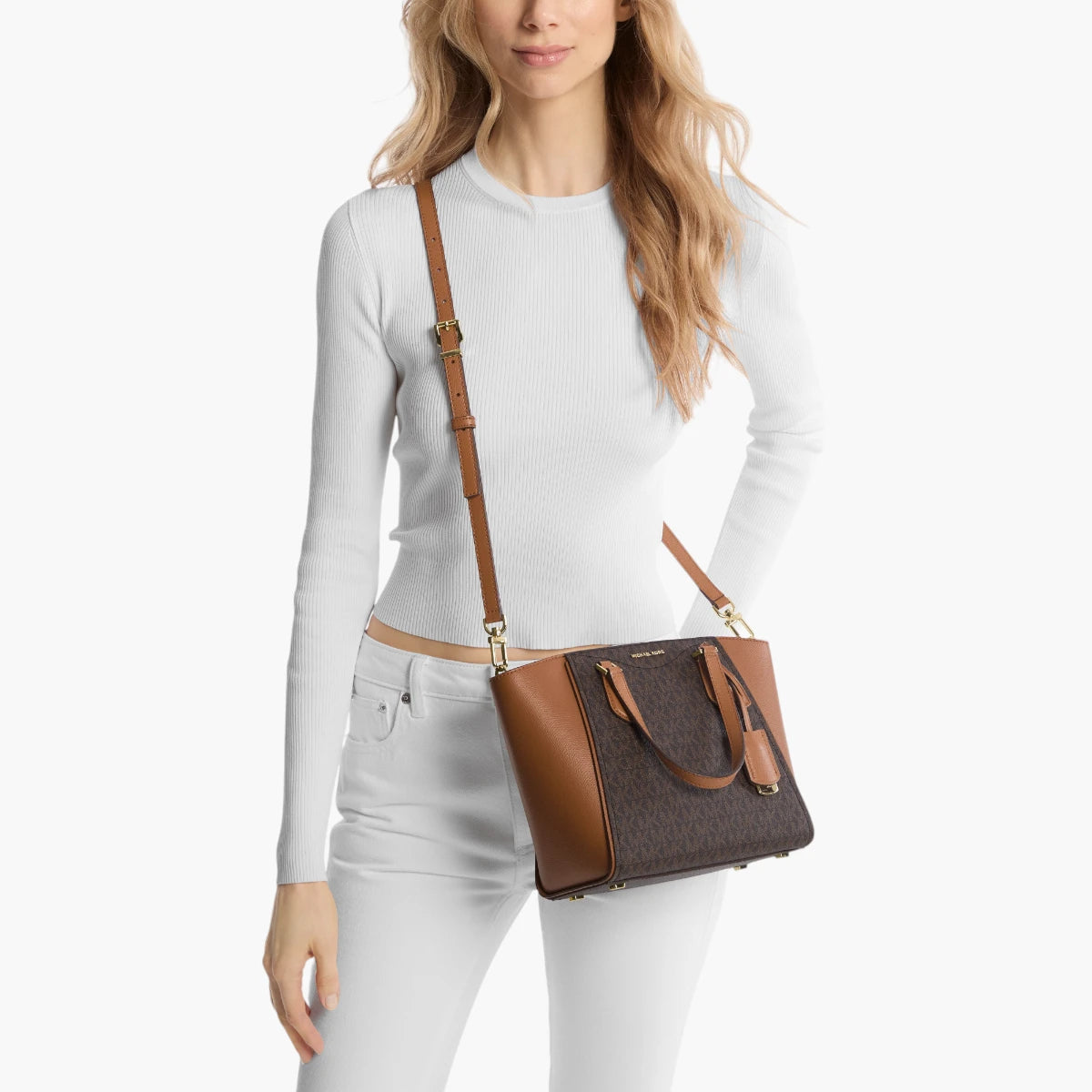 Michael Kors Taryn Small Signature Logo And Leather Convertible Crossbody Bag | LEVISONS