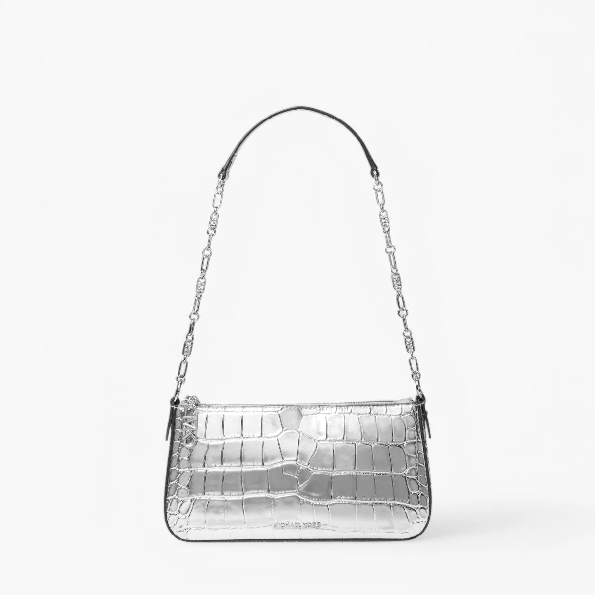Michael Kors Empire Medium Metallic Crocodile Embossed Leather Chain-Link Pochette | LEVISONS