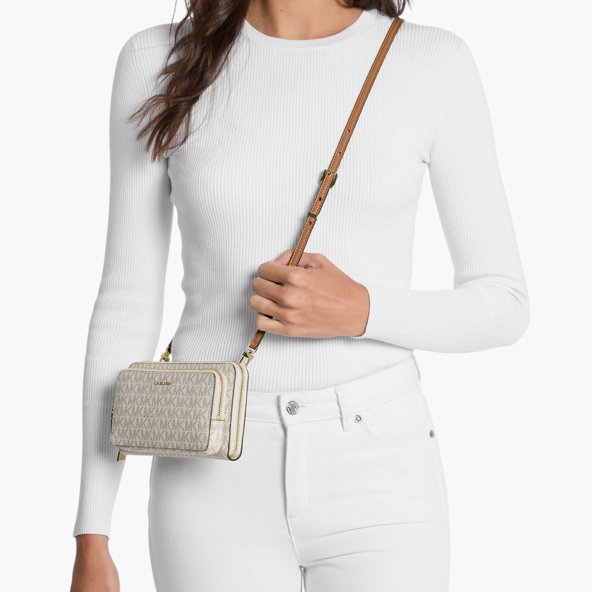 Michael Kors Jet Set Large Signature Logo Convertible Crossbody Bag | LEVISONS