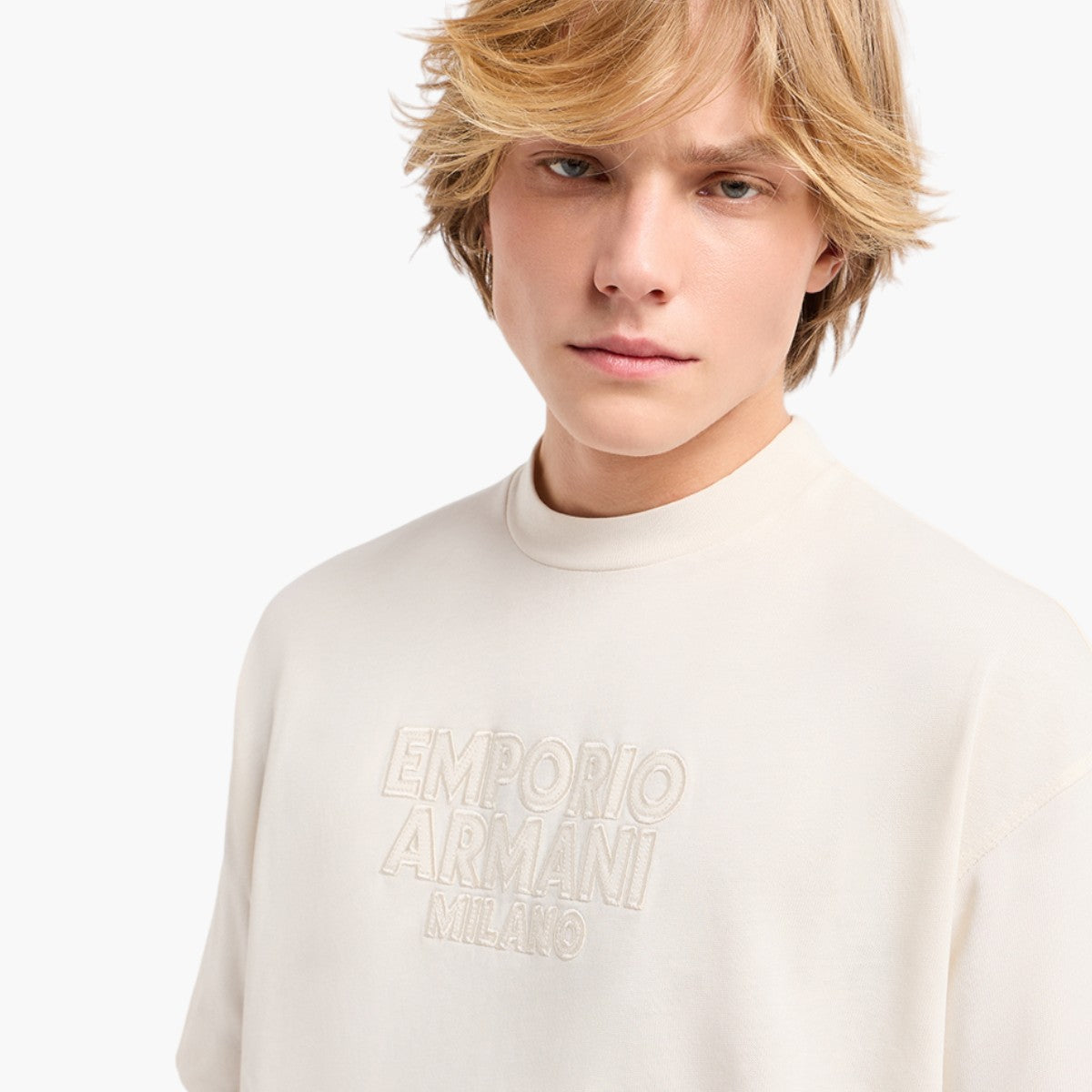 Emporio Armani 100% Cotton Oversized T-Shirt With Embroidered Logo | LEVISONS