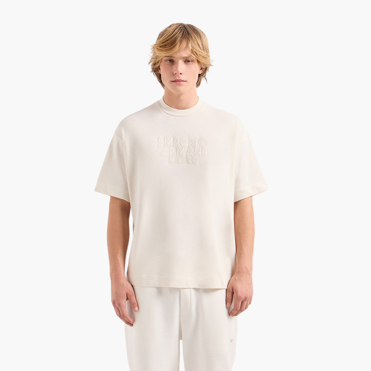 Emporio Armani 100% Cotton Oversized T-Shirt With Embroidered Logo | LEVISONS
