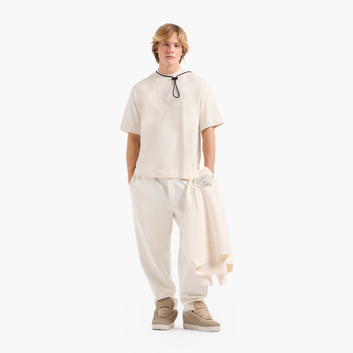 Emporio Armani 100% Cotton Oversized T-Shirt With Embroidered Logo | LEVISONS