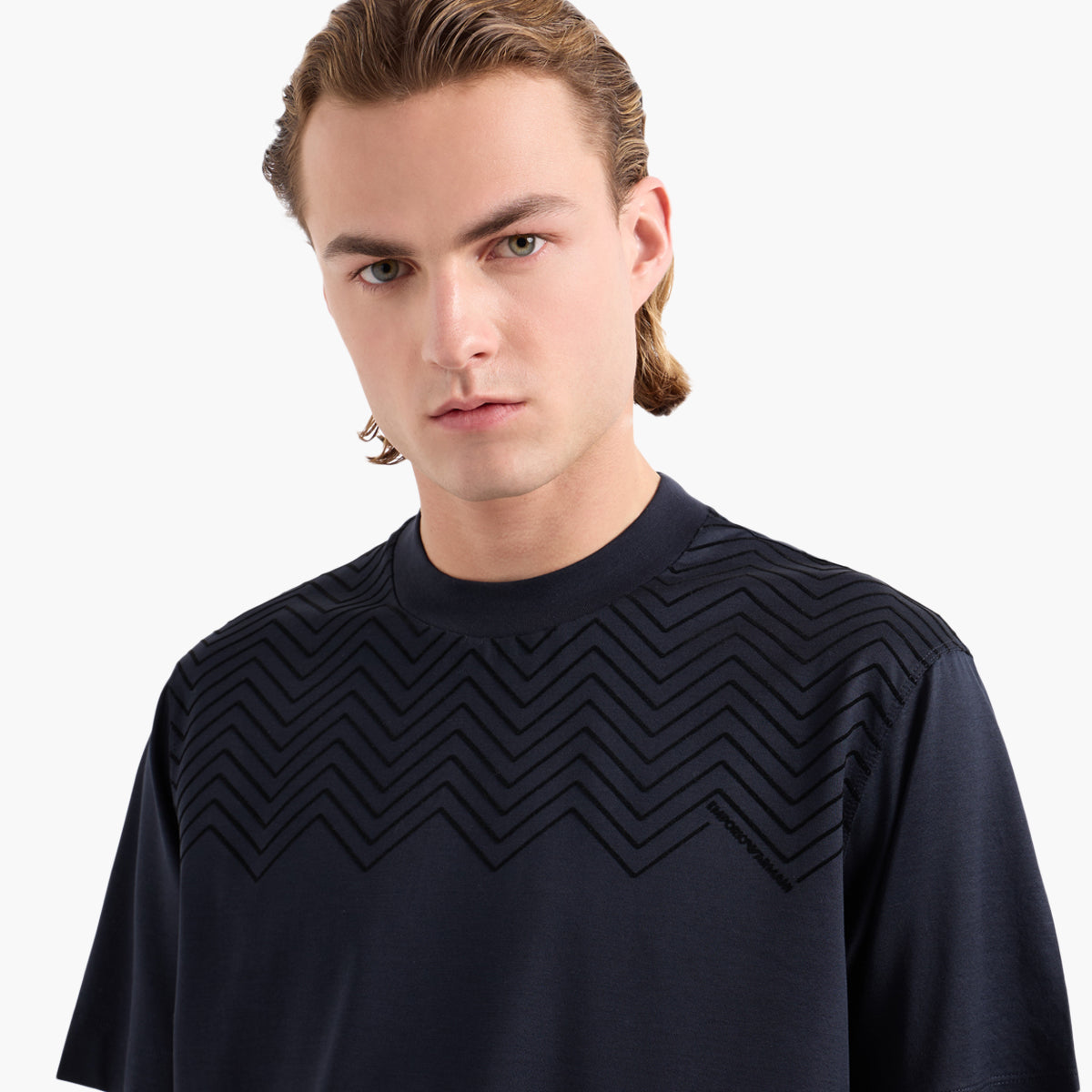 Emporio Armani Regular Fit Cotton Crewneck Chevron T-Shirt | LEVISONS