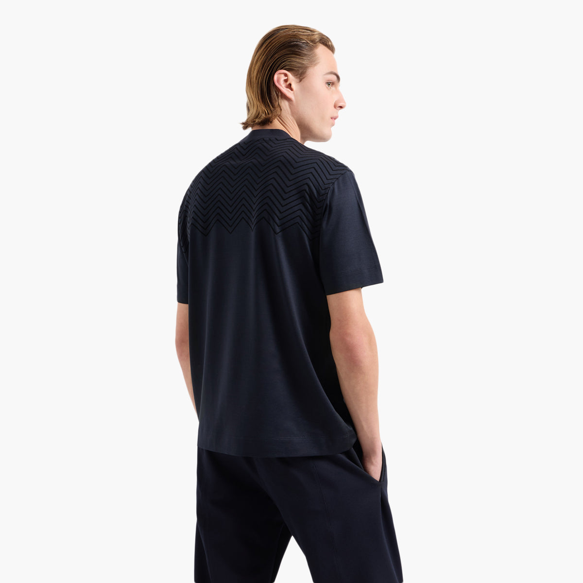 Emporio Armani Regular Fit Cotton Crewneck Chevron T-Shirt | LEVISONS