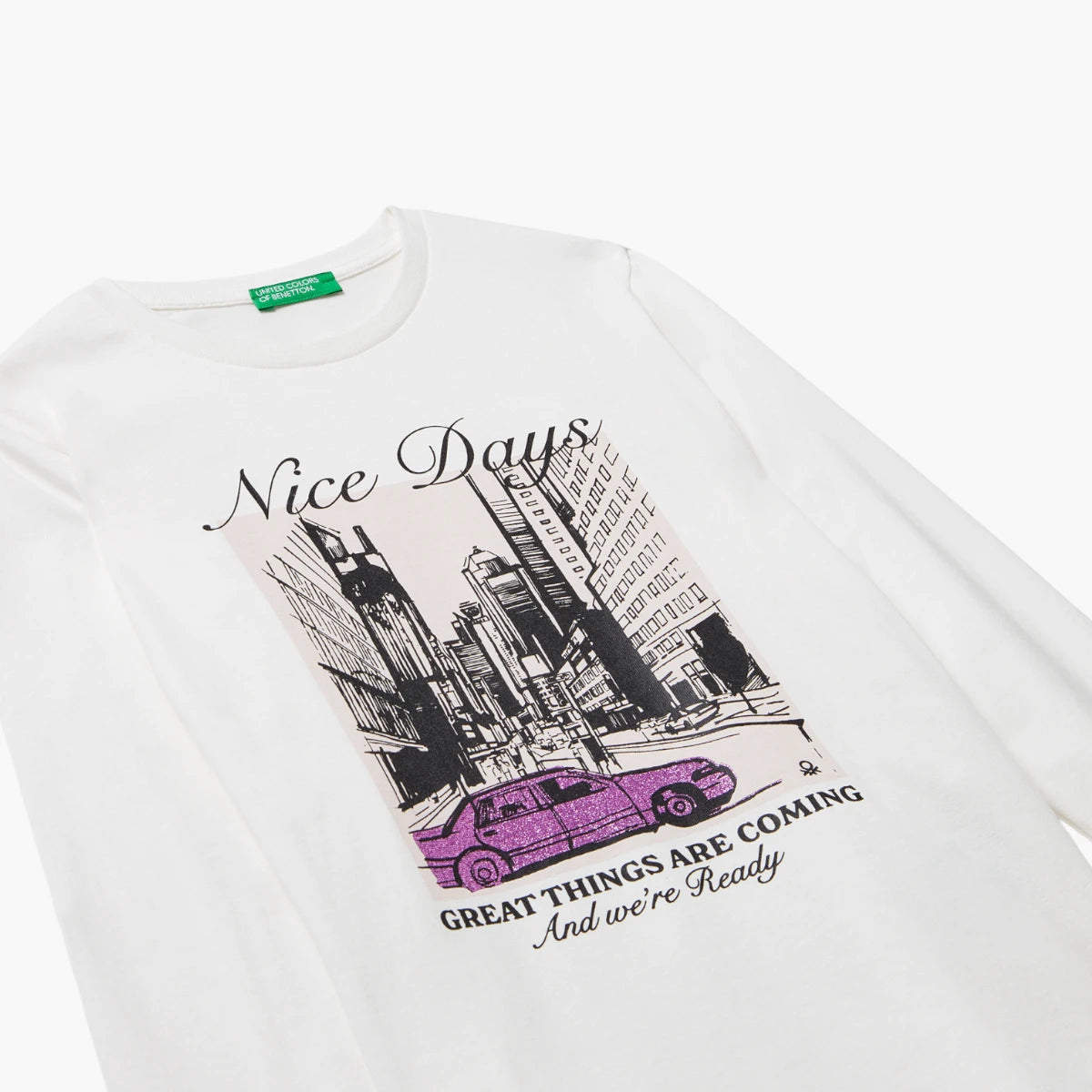 United Colors Of Benetton Girl Junior T-Shirt With Glitter Print | LEVISONS