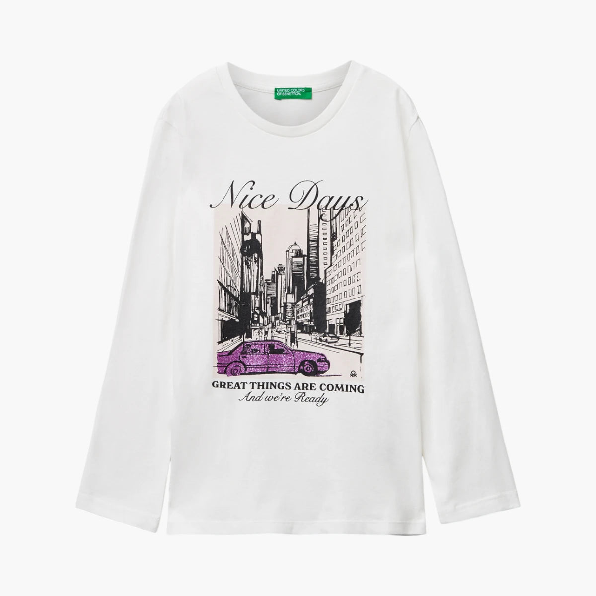 United Colors Of Benetton Girl Junior T-Shirt With Glitter Print | LEVISONS