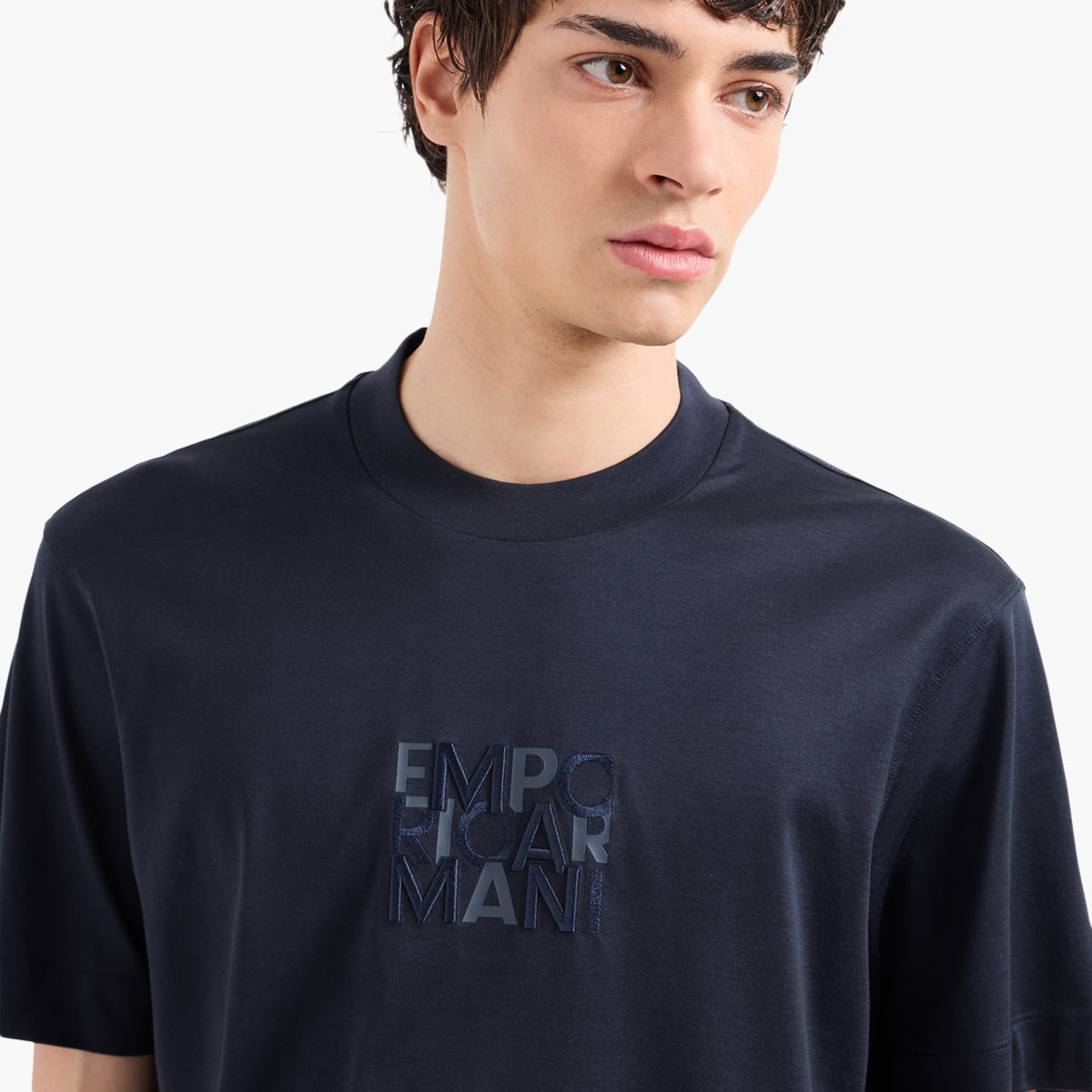 Emporio Armani Regular Fit Crewneck T-Shirt With Embroidered Logo | LEVISONS