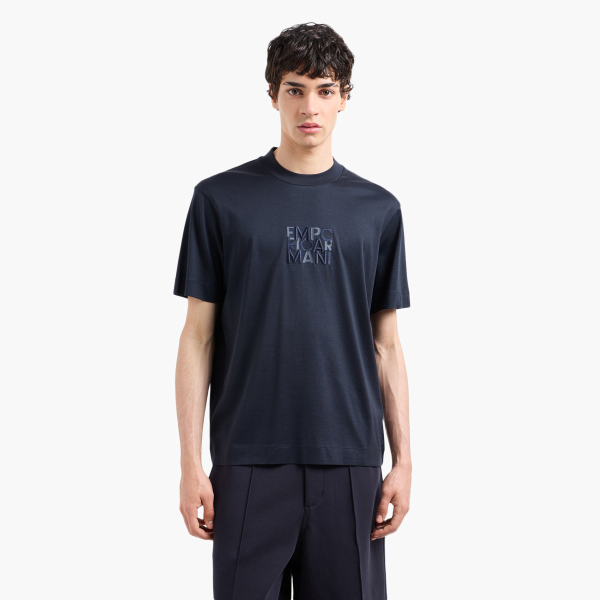 Emporio Armani Regular Fit Crewneck T-Shirt With Embroidered Logo | LEVISONS