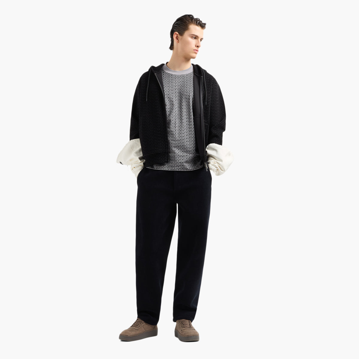 Emporio Armani Regular Fit All Over Logo Crewneck T-Shirt | LEVISONS