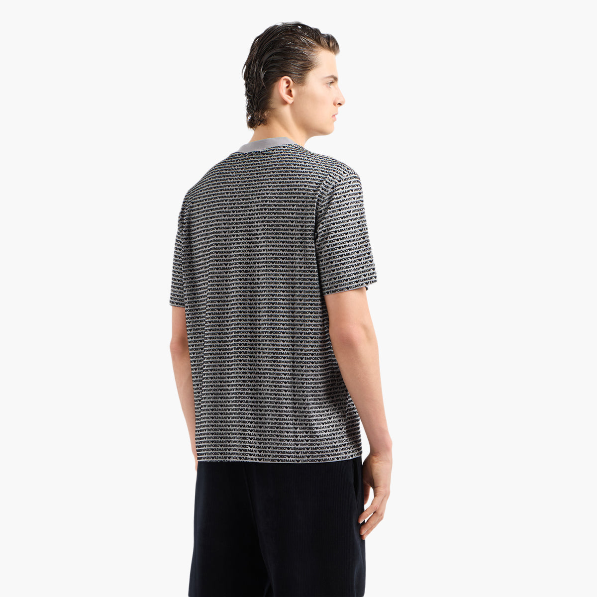 Emporio Armani Regular Fit All Over Logo Crewneck T-Shirt | LEVISONS