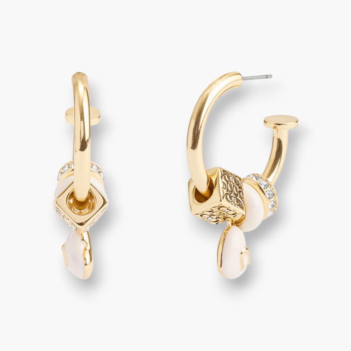 Coach Signature Enamel Heart Charm Hoop Earrings | LEVISONS