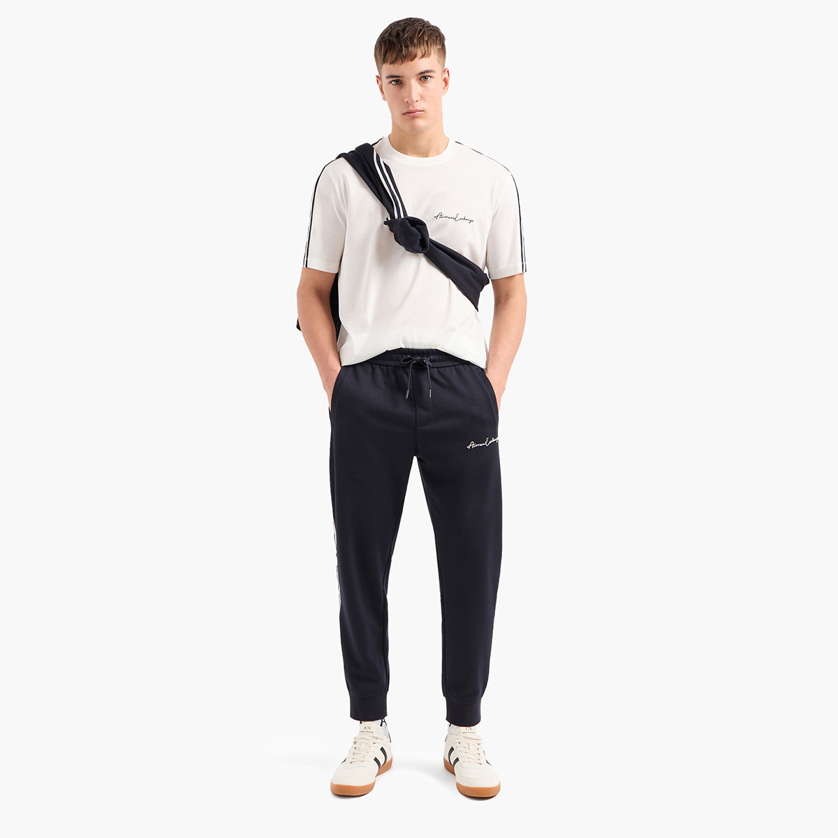 Armani Exchange Signature Logo Cotton Crewneck T-Shirt | LEVISONS